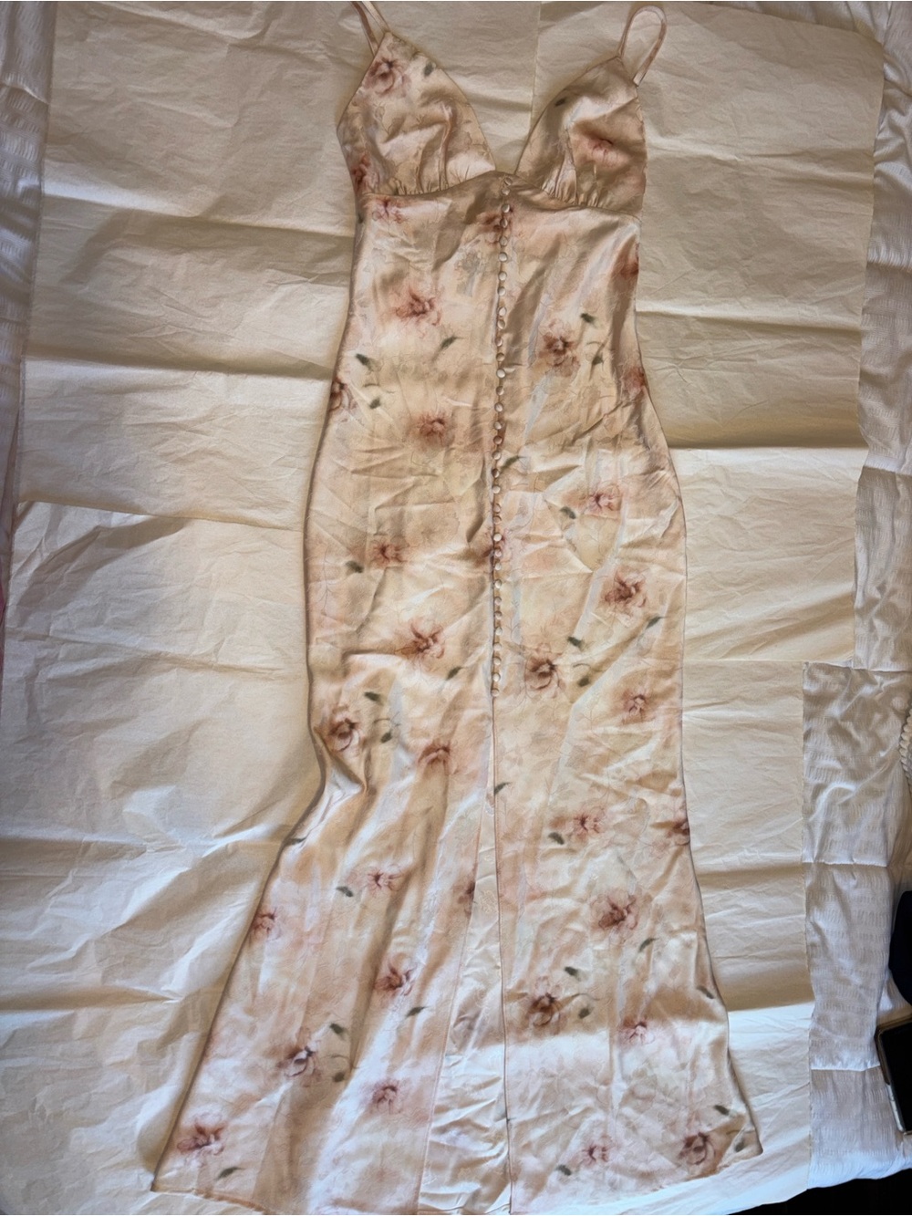 NWT FORE Floral Button-Front Slip Dress in Blush Pink Size Small